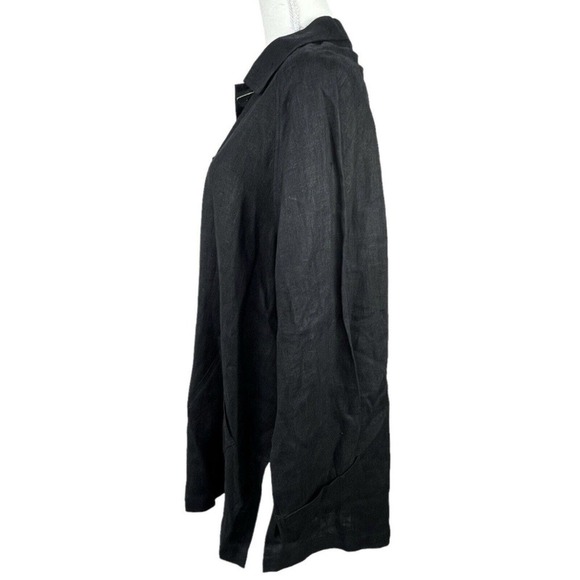 J. Jill Black Button Front Lagenlook Linen Jacket Size M - Picture 9 of 13